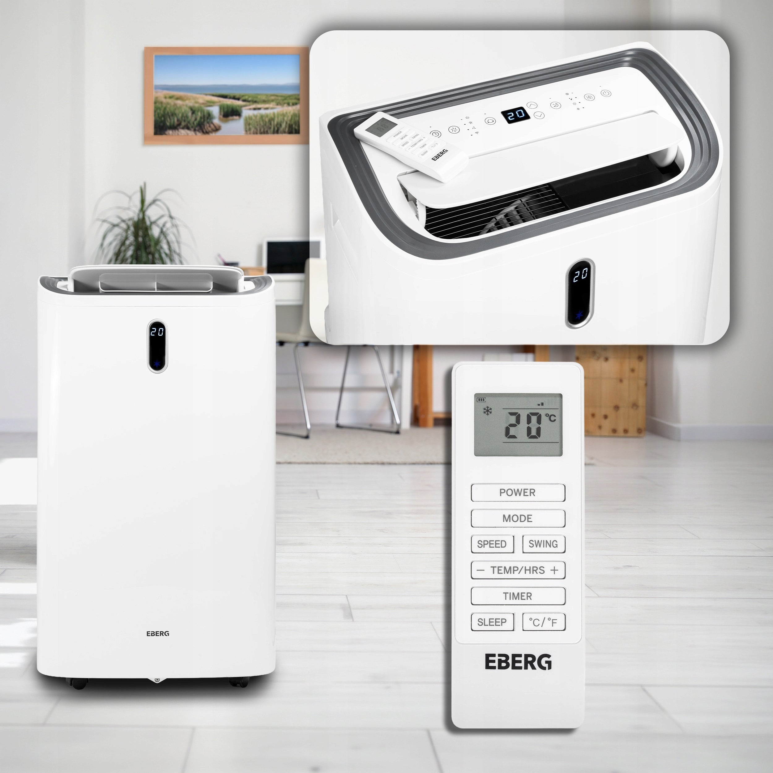 Portable air conditioner EBERG VIGO 4,7kW 4in1 WiFi Dehumidifier + Heating function Control manual with the remote control