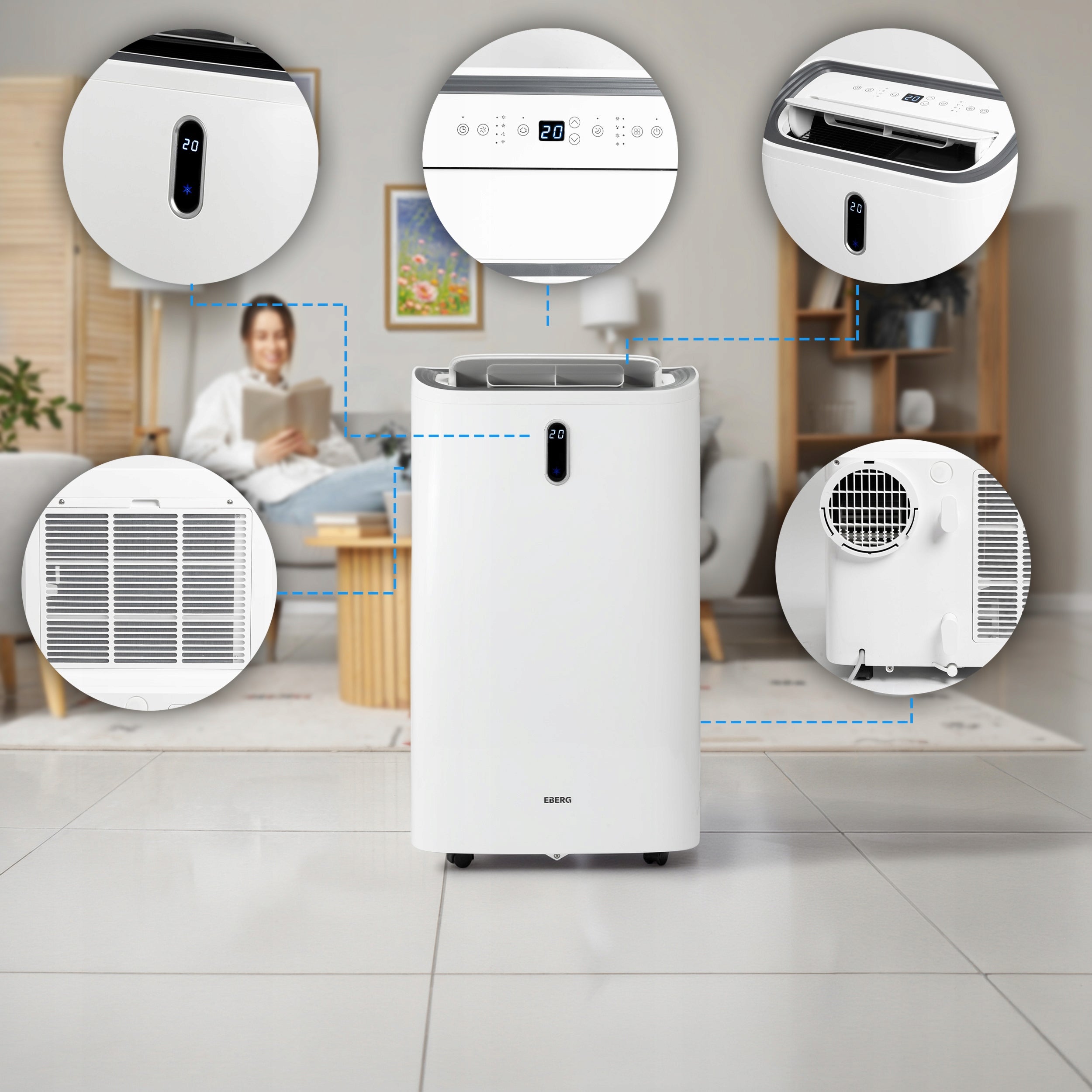 Portable air conditioner EBERG VIGO 4,7kW 4in1 WiFi Dehumidifier + Heating function Cooling power 4700 W