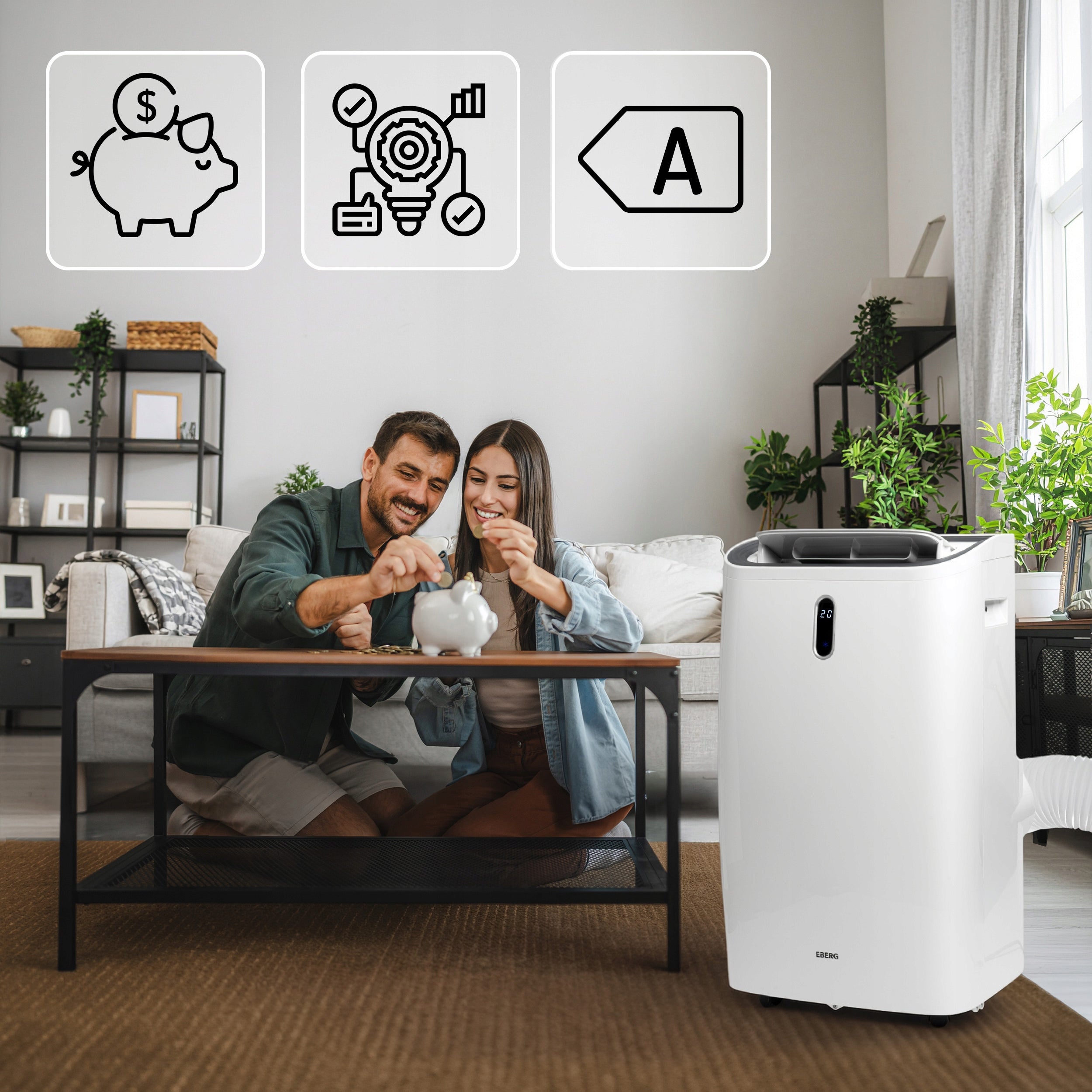 Portable air conditioner EBERG VIGO 4,7kW 4in1 WiFi Dehumidifier + Heating function Energy class - cooling A