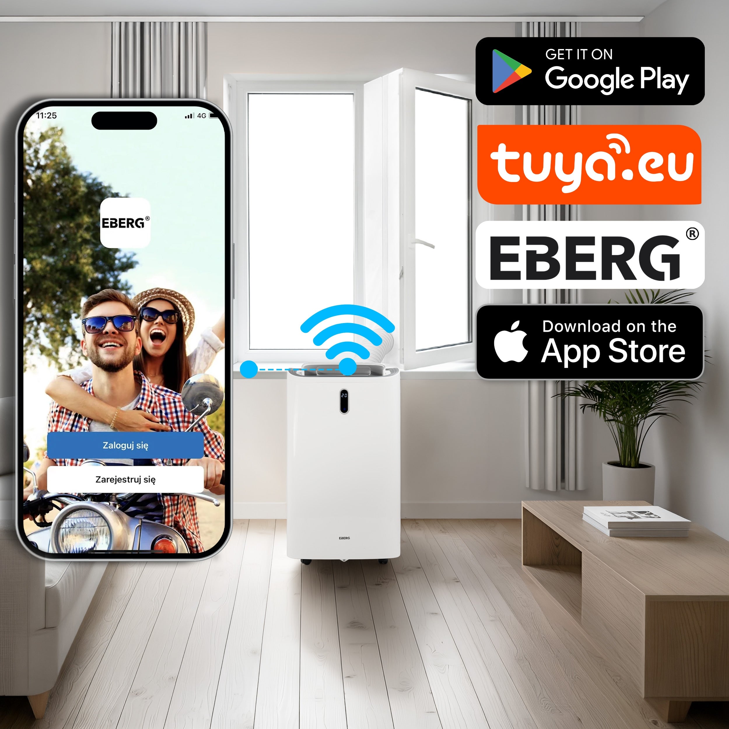 Portable air conditioner EBERG VIGO 4,7kW 4in1 WiFi Dehumidifier + Heating function Heating power 3280 W