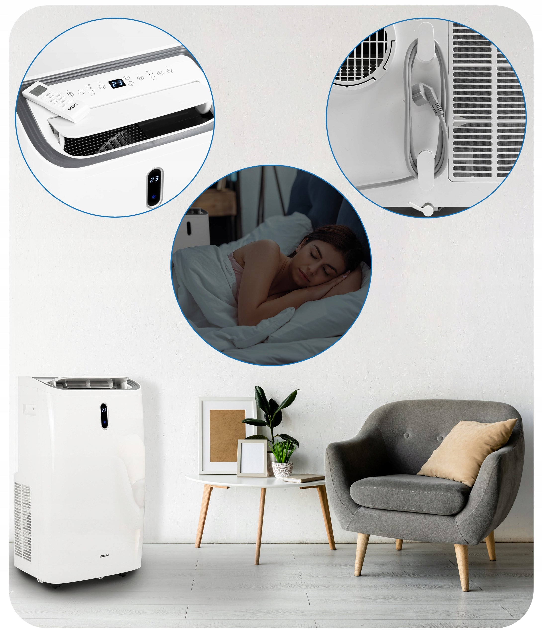Portable air conditioner EBERG VIGO 4,7kW 4in1 WiFi + rigid seal Model Klimatyzator pokojowy z funkcją grzania suszenia