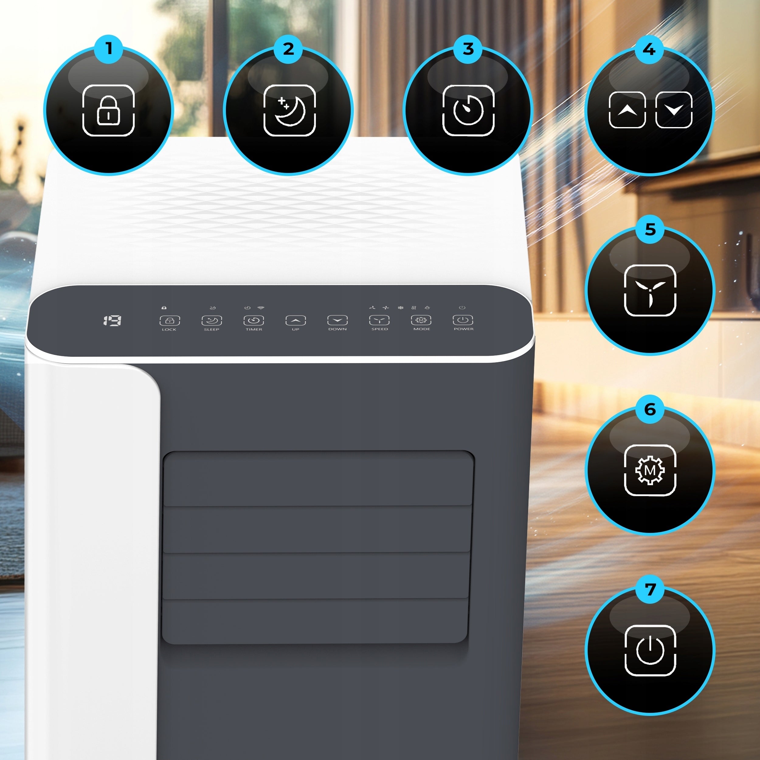Portable air conditioner MINI 2,6 kW small quiet WiFi 26 m2 dehumidifier gasket Cooling power 2600 W