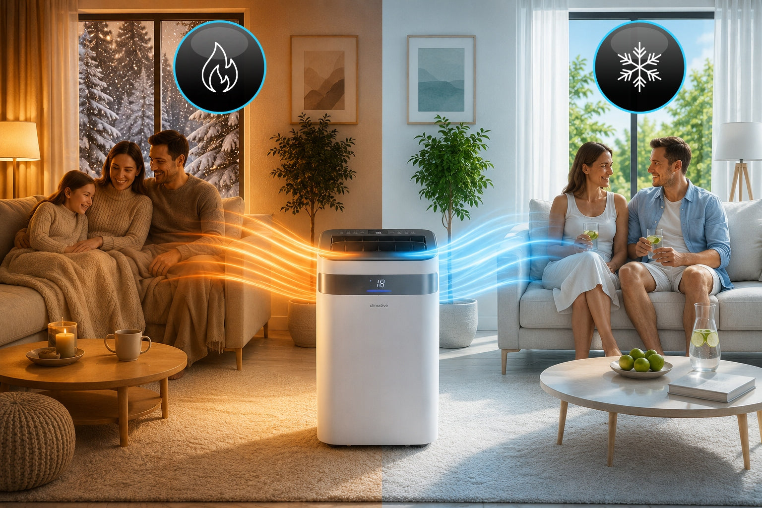 Portable air conditioner QUIET Climative SILENT+4,1kW+WiFi+4in1+HEATING Control manual with the remote control