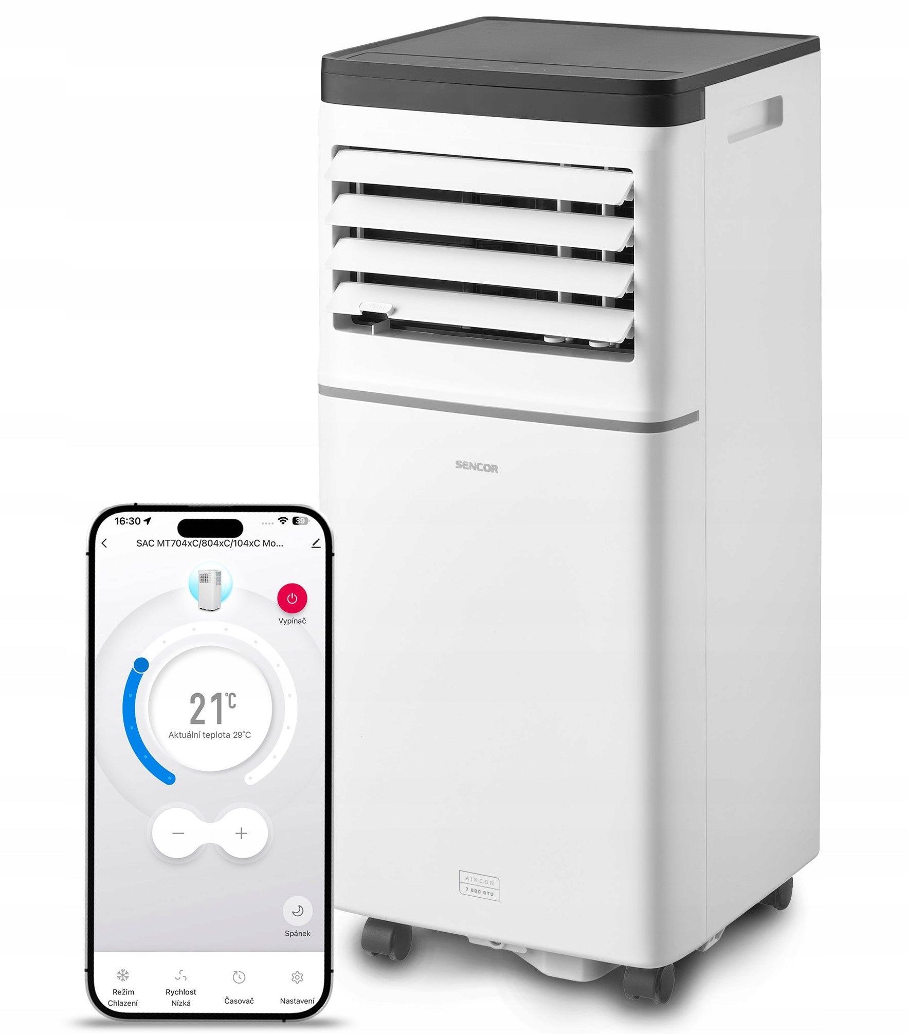 Portable air conditioner Sencor SAC-MT7043C 26m2 7000 BTU/h app Wi-Fi OUTLET Manufacturer code 41027117