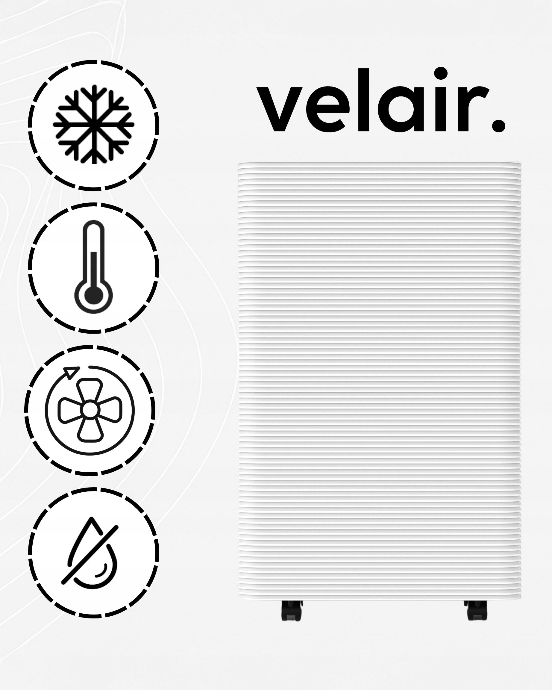 Portable air conditioner VELAIR OPTI MAX 4,1kW 4in1 WiFi dehumidifier 60l/24h Power 4100 W
