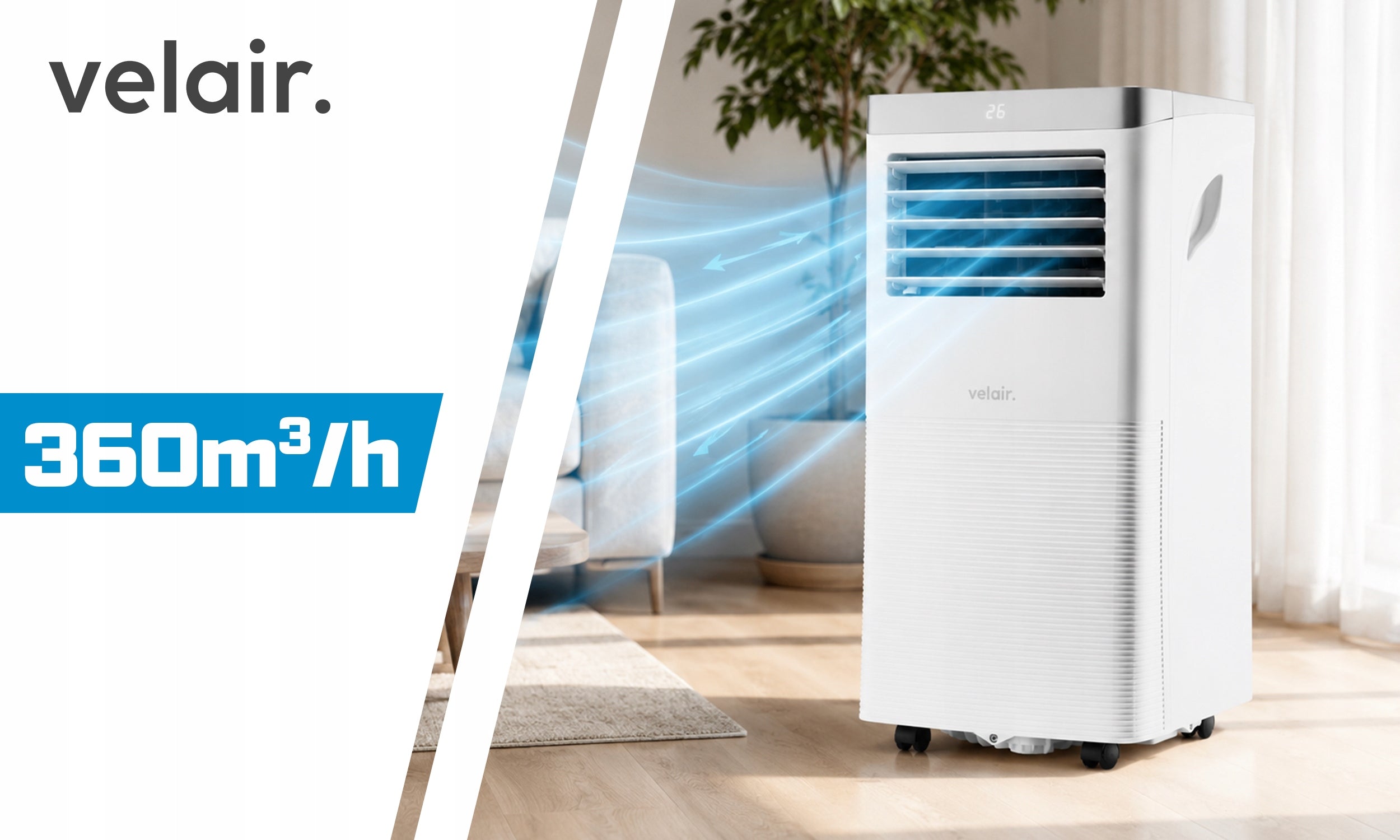 Portable air conditioner VELAIR OPTI X 3KW Dehumidifier WiFi 24L/24H Cooling power 3000 W