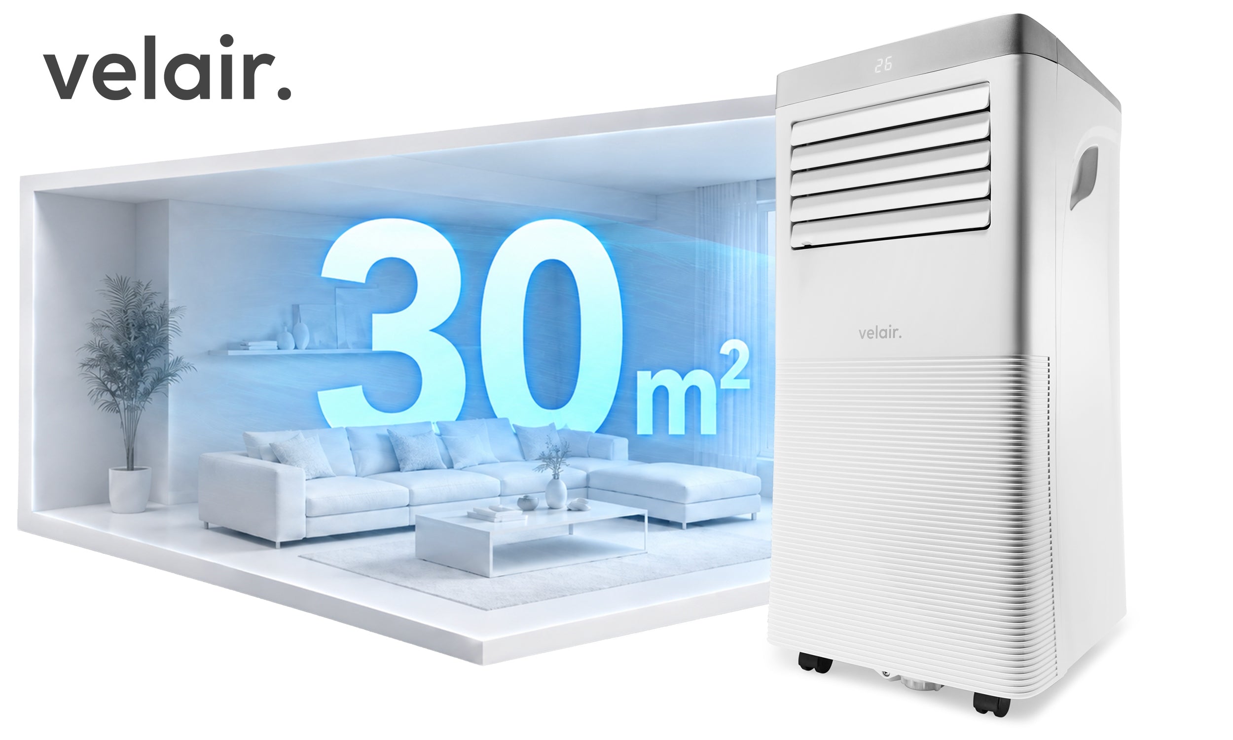 Portable air conditioner VELAIR OPTI X 3KW Dehumidifier WiFi 24L/24H Energy class - cooling A
