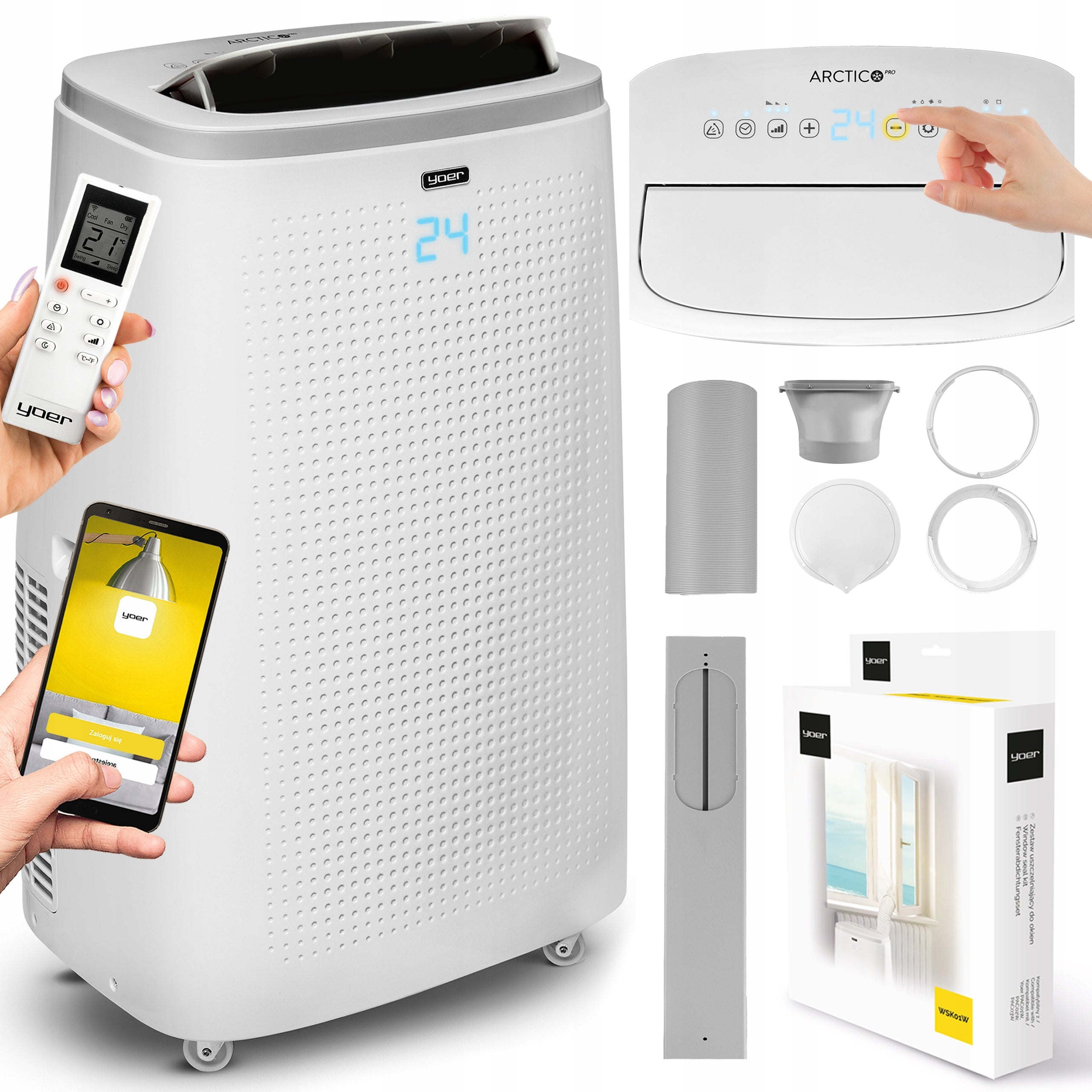 Portable air conditioner Yoer Quiet 4,7kW 75m2 WiFi Dehumidifier 80L Heating function