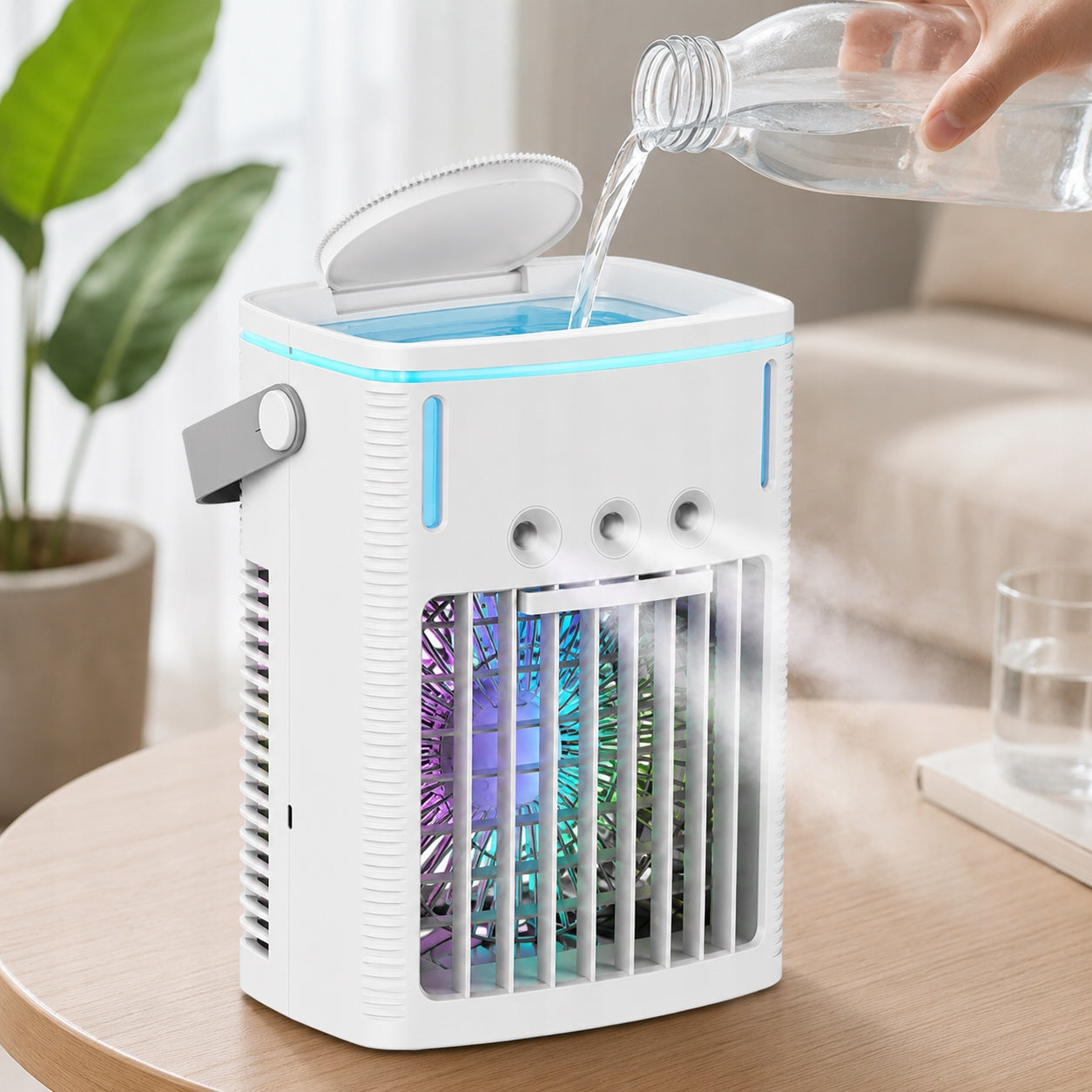 Portable air conditioner, air cooler, 1000 mL, 3-speed , remote control Dominant color white