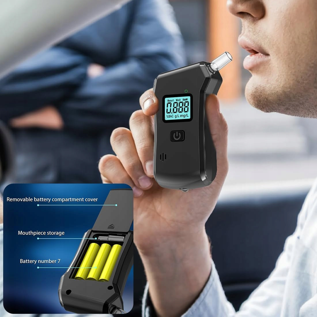 Portable electrochemical breathalyzer Breathalyzer with digital LCD display Brand Alkotest
