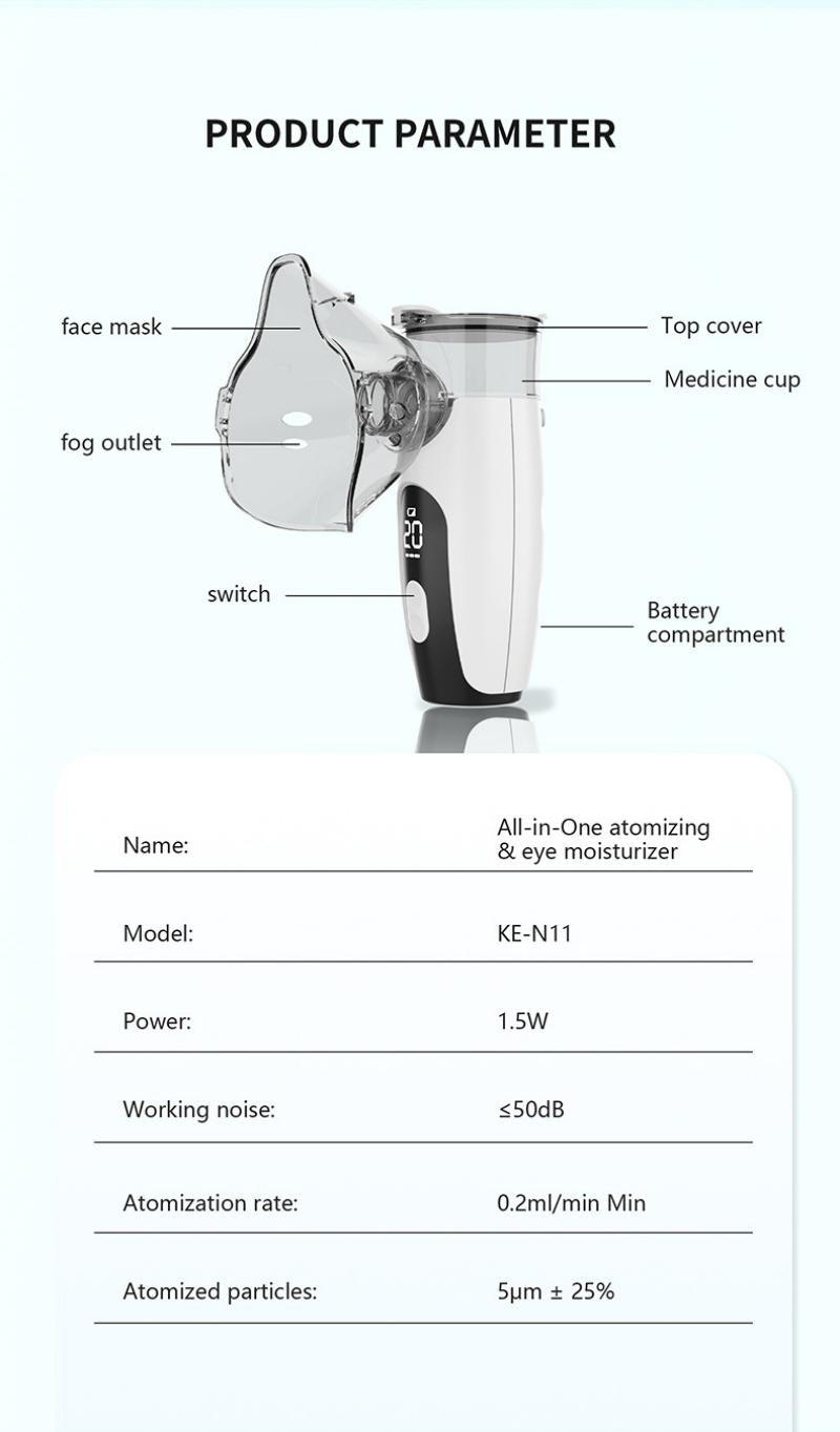 Portable nebulizer 3 in 1 moisturizing eye nebulizer inhalator USB/AA*2 Medical device no