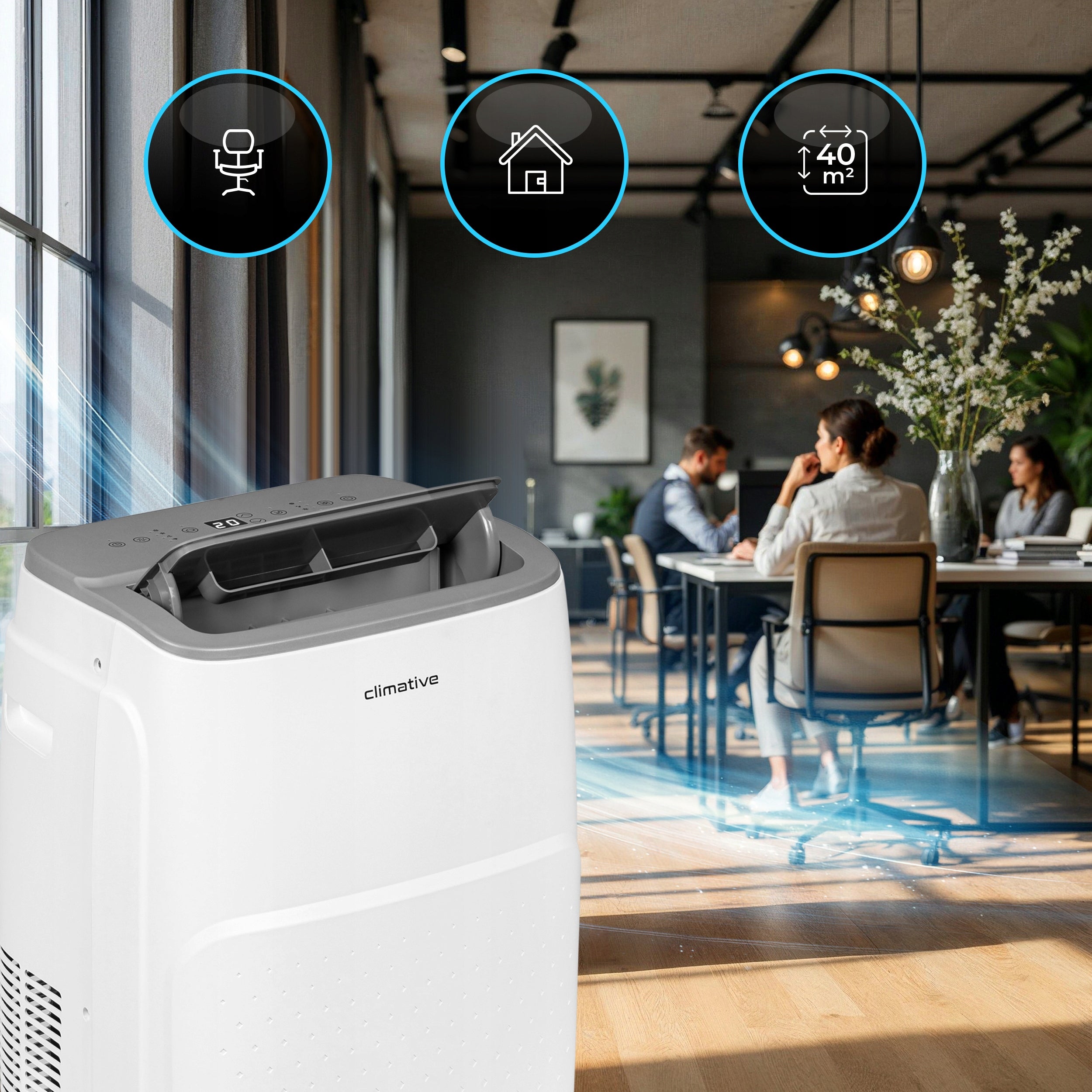 Portable room air conditioner JET WiFi 4,1kW 41 m² dehumidifier 3in1 gasket Power 4100 W