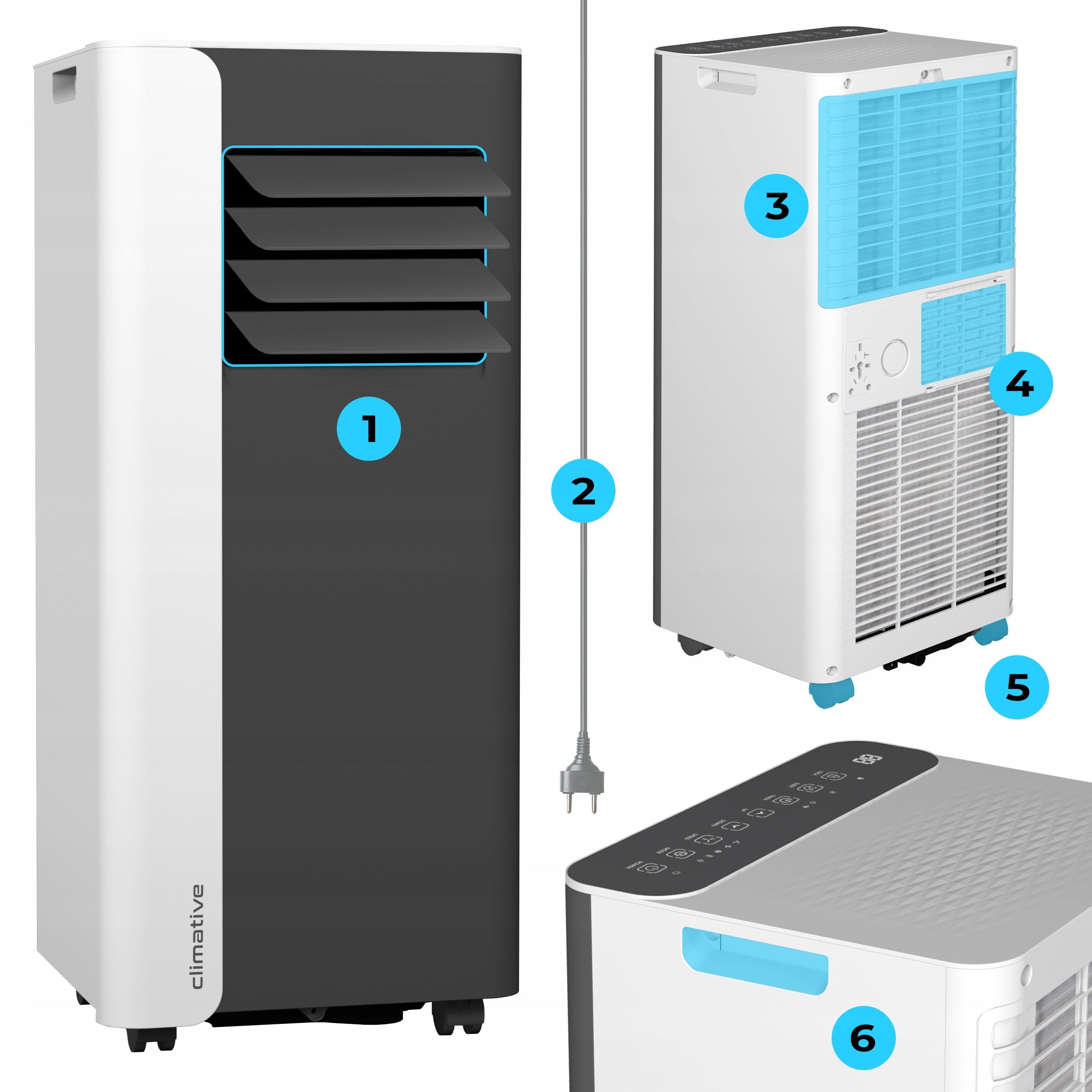 Portable room air conditioner MINI 2,6 kW small quiet WiFi 26 m2 gasket Model AC26-S MINI