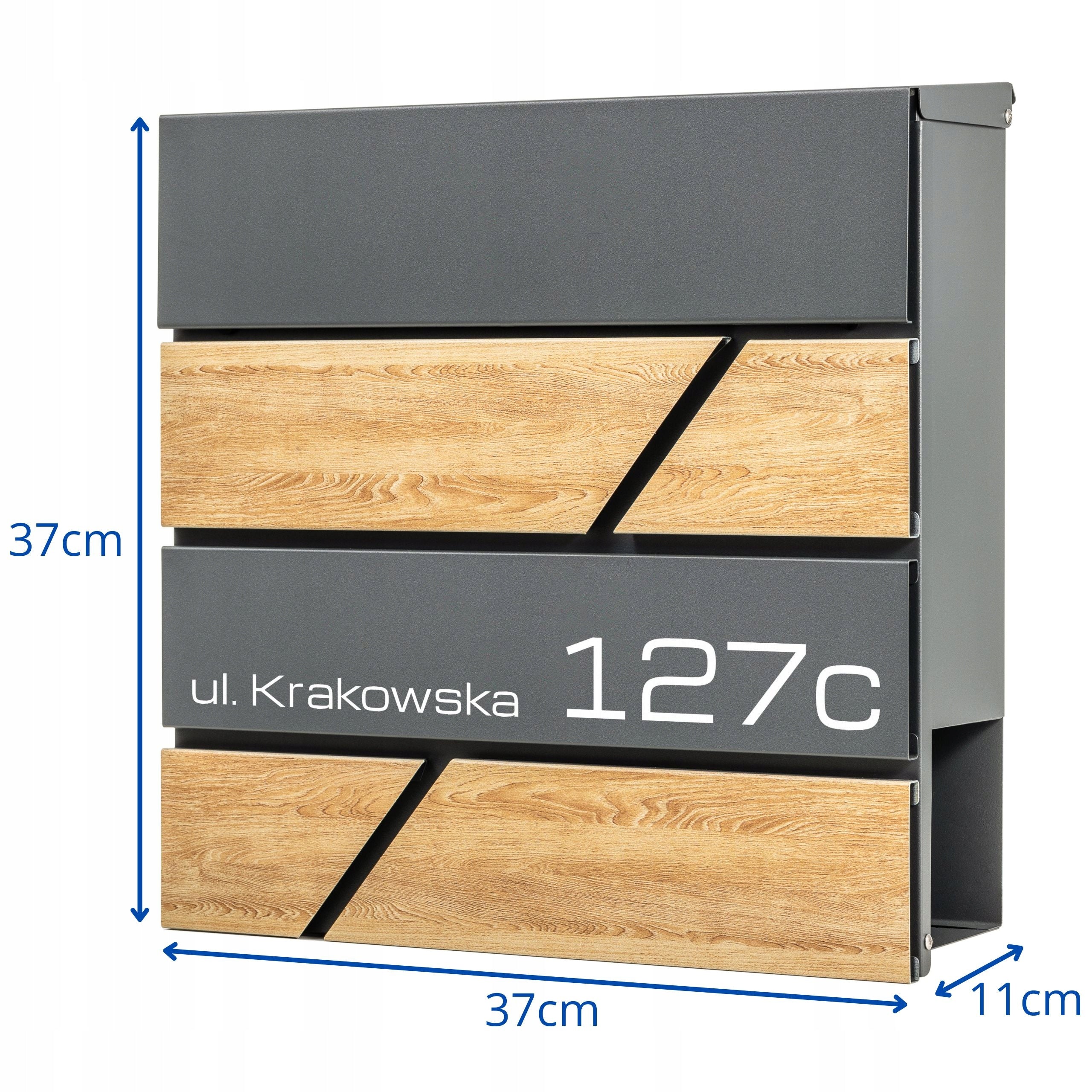 Postal Letterbox with Address Inscription House Number IMITATION WOOD Manufacturer code SKRZYNKA NA LISTY Z NUMEREM DOMU SN3638-D