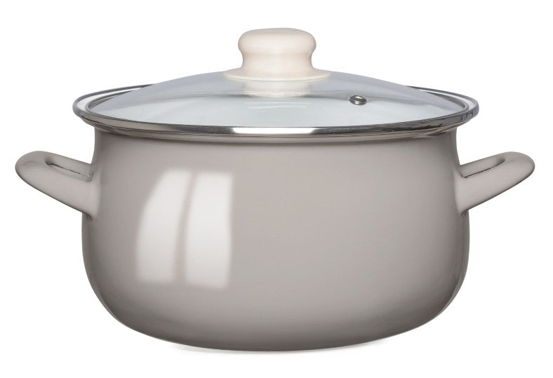 Pot 1,3 l Enamel pot induction gas with lid Altom Design taupe