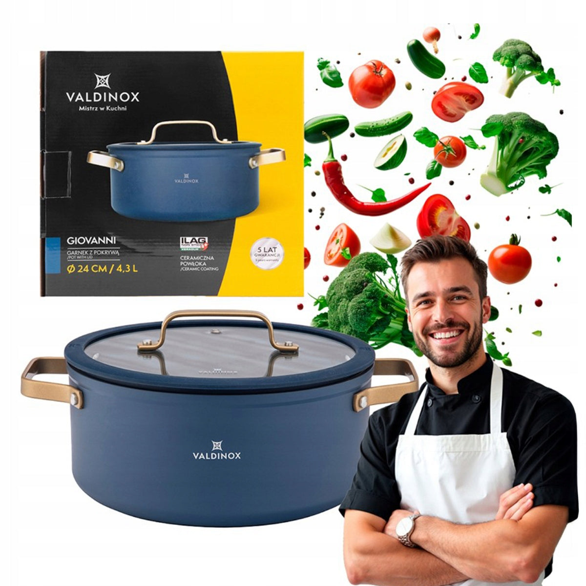 Pot with lid induction aluminium gas non-stick Valdinox Giovanni 4,3 L