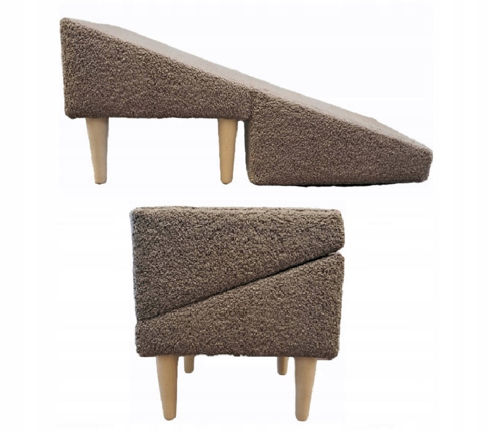 Pouf 2in1 ramp platform for dog LAMB BOUCLE CHOCOLATE