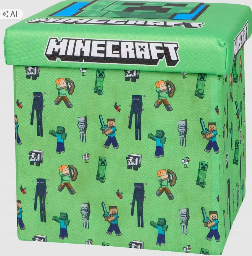 Pouf Minecraft green Folding Storage Container with Lid 30x30 Manufacturer code 5050574170505