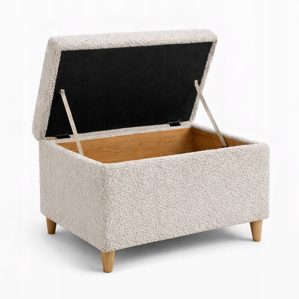 Pouf openable storage upholstered beige 65x40x45 cm for hallway TB Packaging status original