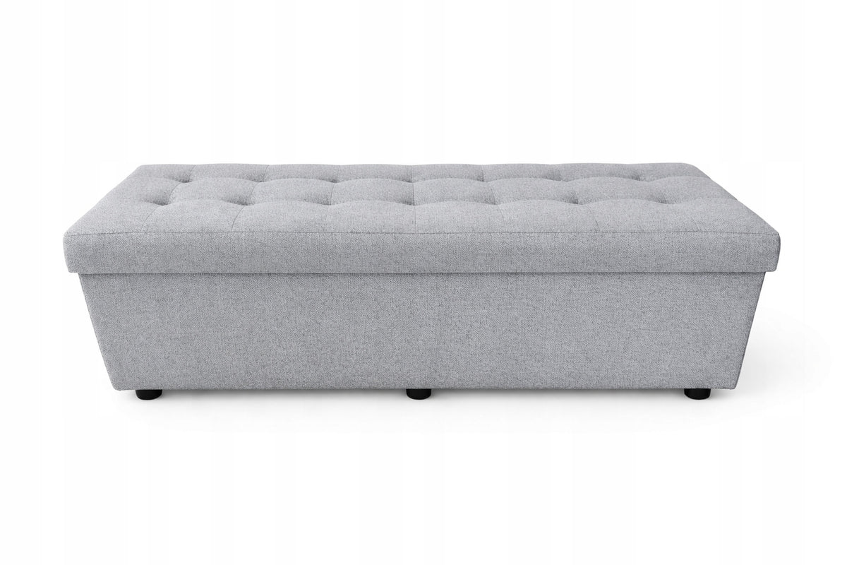 Pouf seat with container quilted living room hallway 110x40x40 grey BS