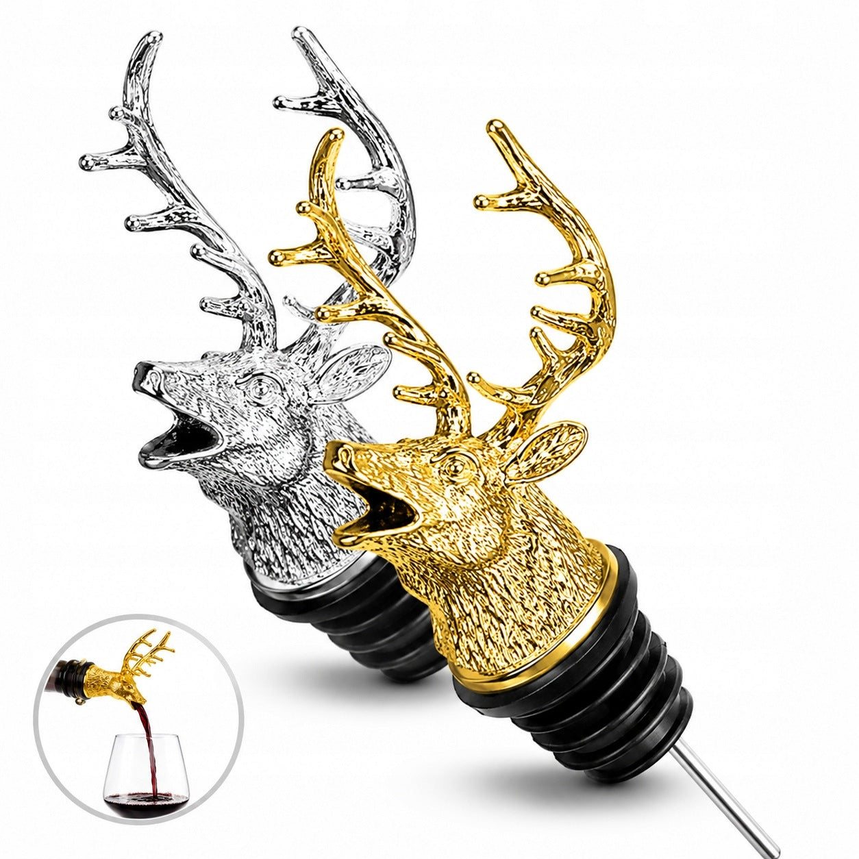 Pourer Deer Jager for alcohol – wine dispenser whisky olive cork COLORS