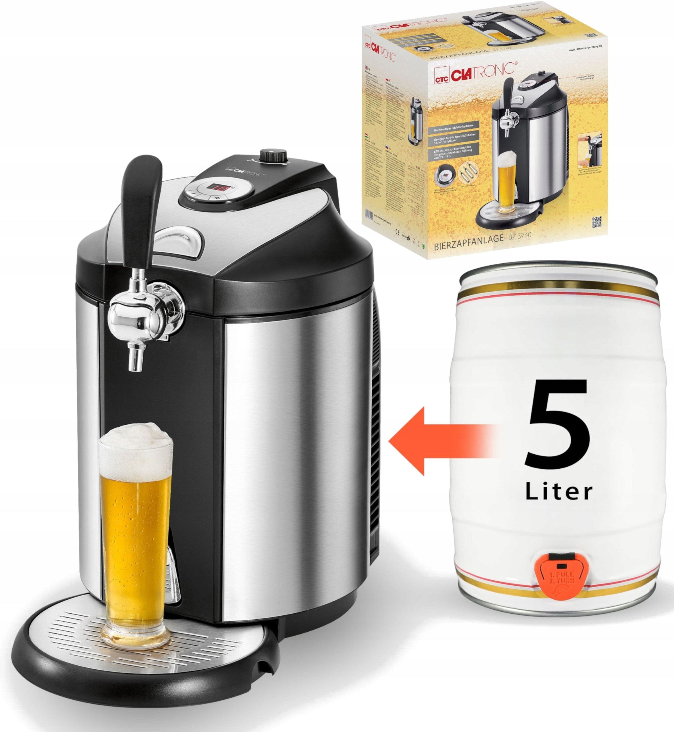 Pourer distributor for beer Clatronic BZ 3740 with cooling 5 l CO2