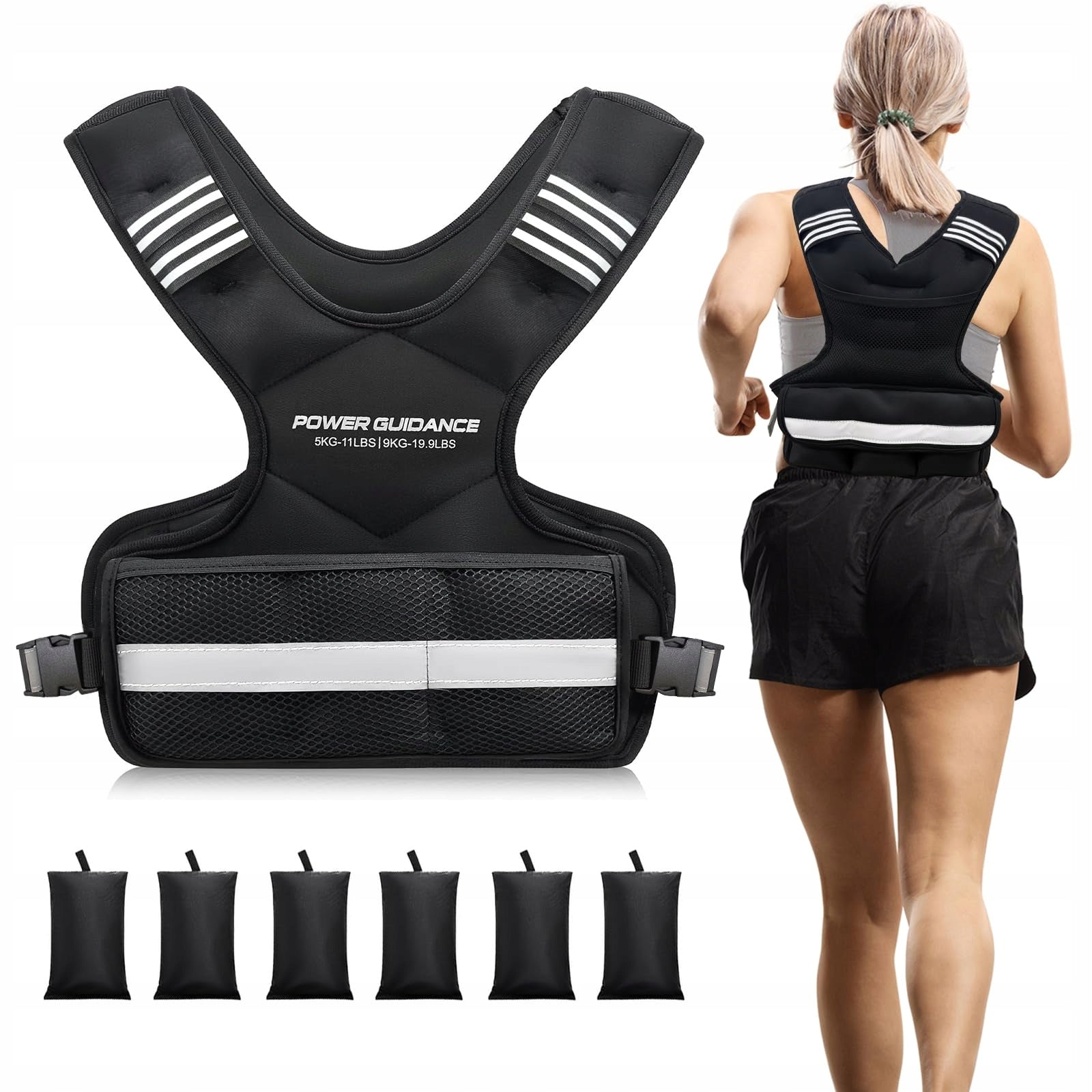 Power Guidance Weighted vest 5-9 kg with reflective strips