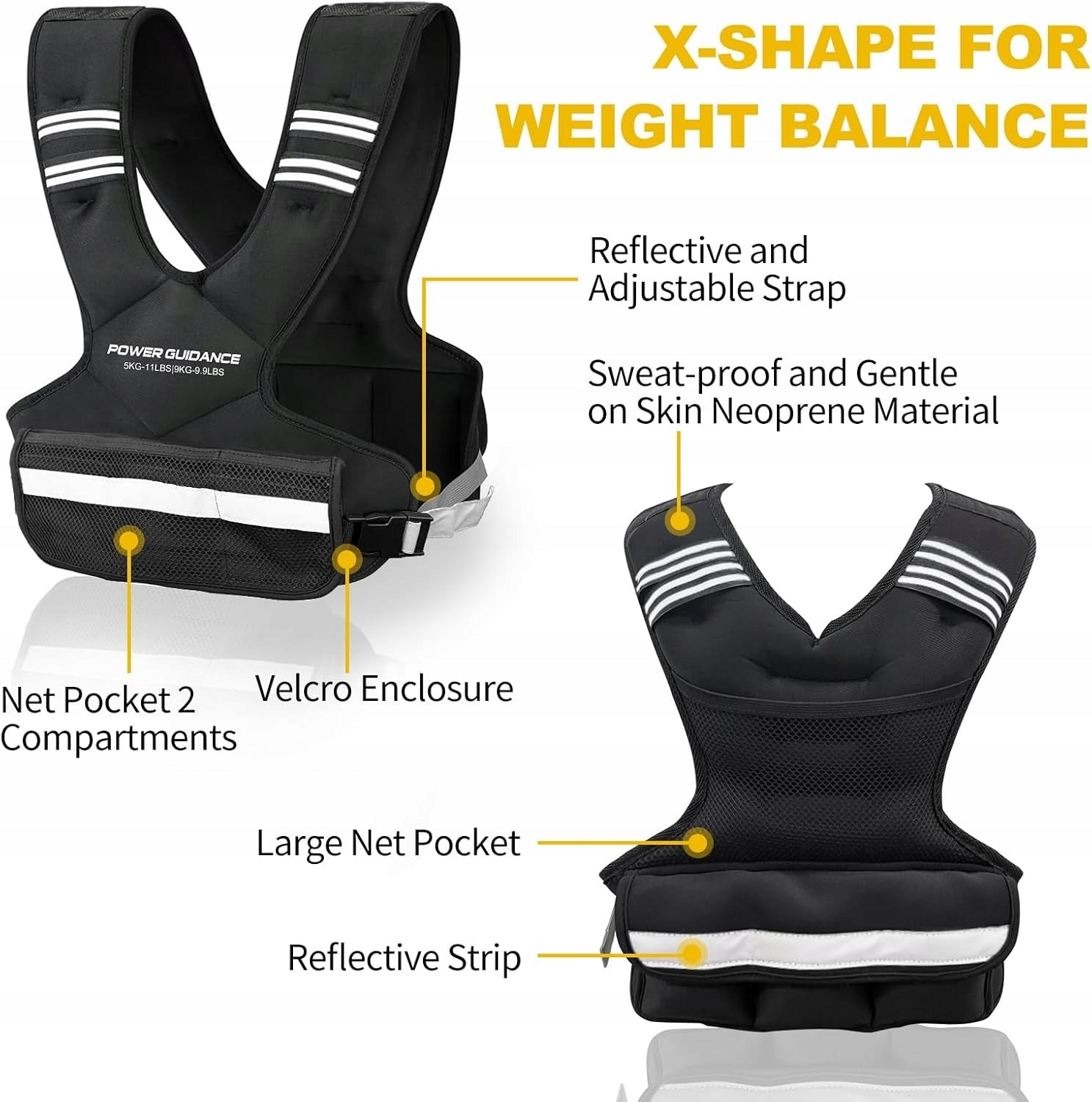 Power Guidance Weighted vest 9-14,4 kg with reflective strips Manufacturer code B0DQ85L5LC