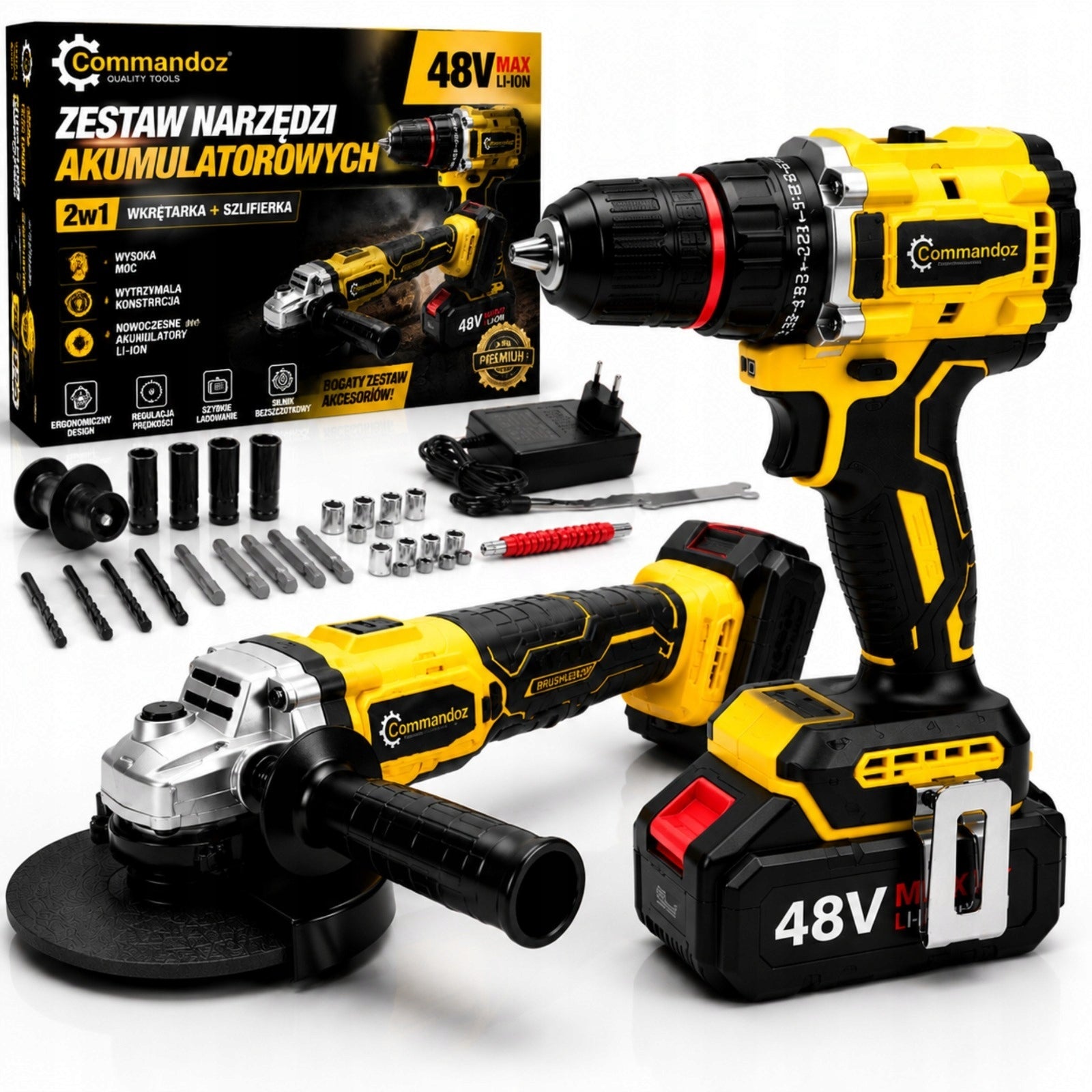 Power Tool Kit Drill/Driver Angle Grinder 48V