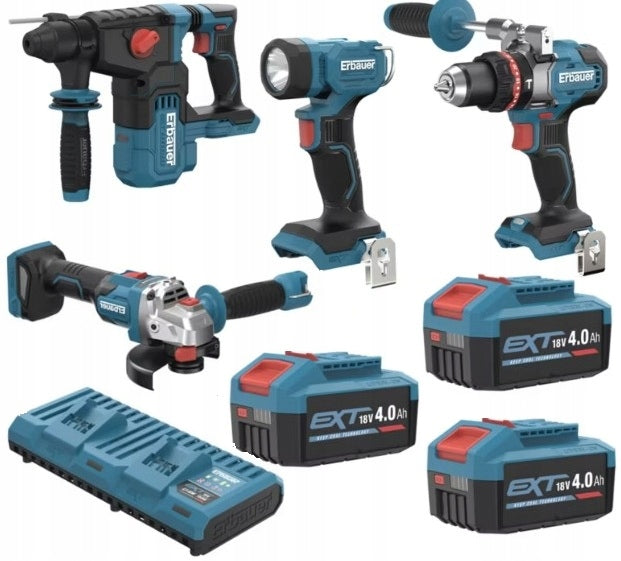 Power Tool Kit Erbauer HAMMER DRILL SCREWDRIVER EXT 18V