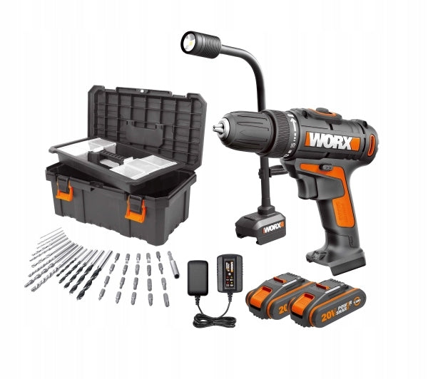 Power Tool Kit Worx Screwdriver + Charger + 2x Battery + Suitcase