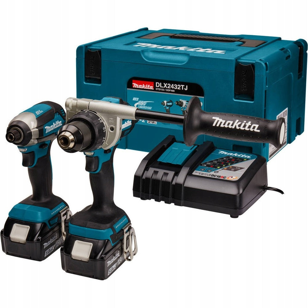 Power tool kit MAKITA LXT COMBO DLX2432TJ 18V DDF486 DTD153 2x5Ah