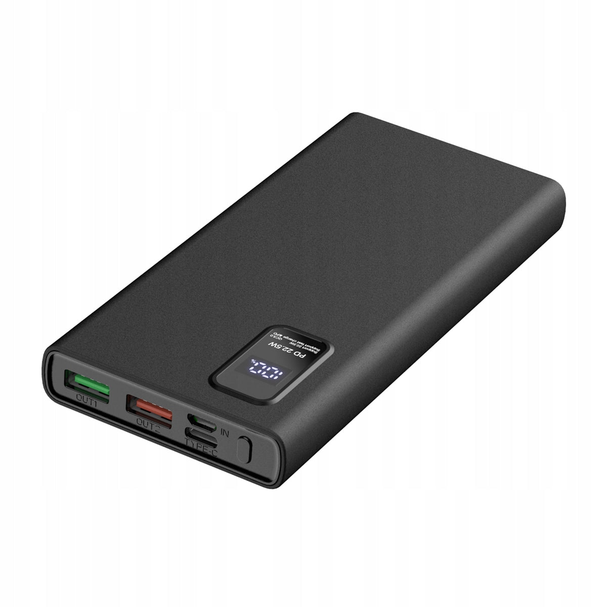 Powerbank 10000 mAh Power Delivery 3.0, Quick Charge, Led Screen Black 20W