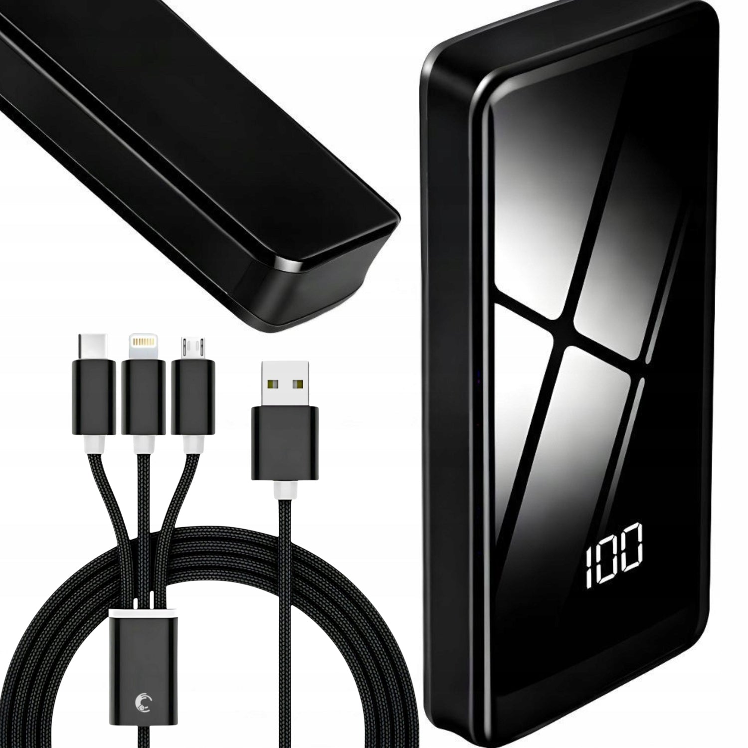 Powerbank 20000mAh 4x USB LED Flashlight Portable Battery + 3in1 Cable