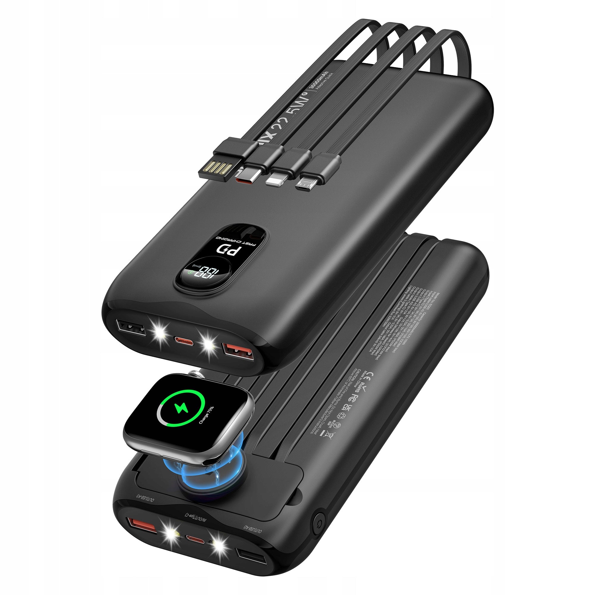 Powerbank 30000mAh Fast Charging USB-C QC PD with Cable SOUNIX Brand SOUNIX