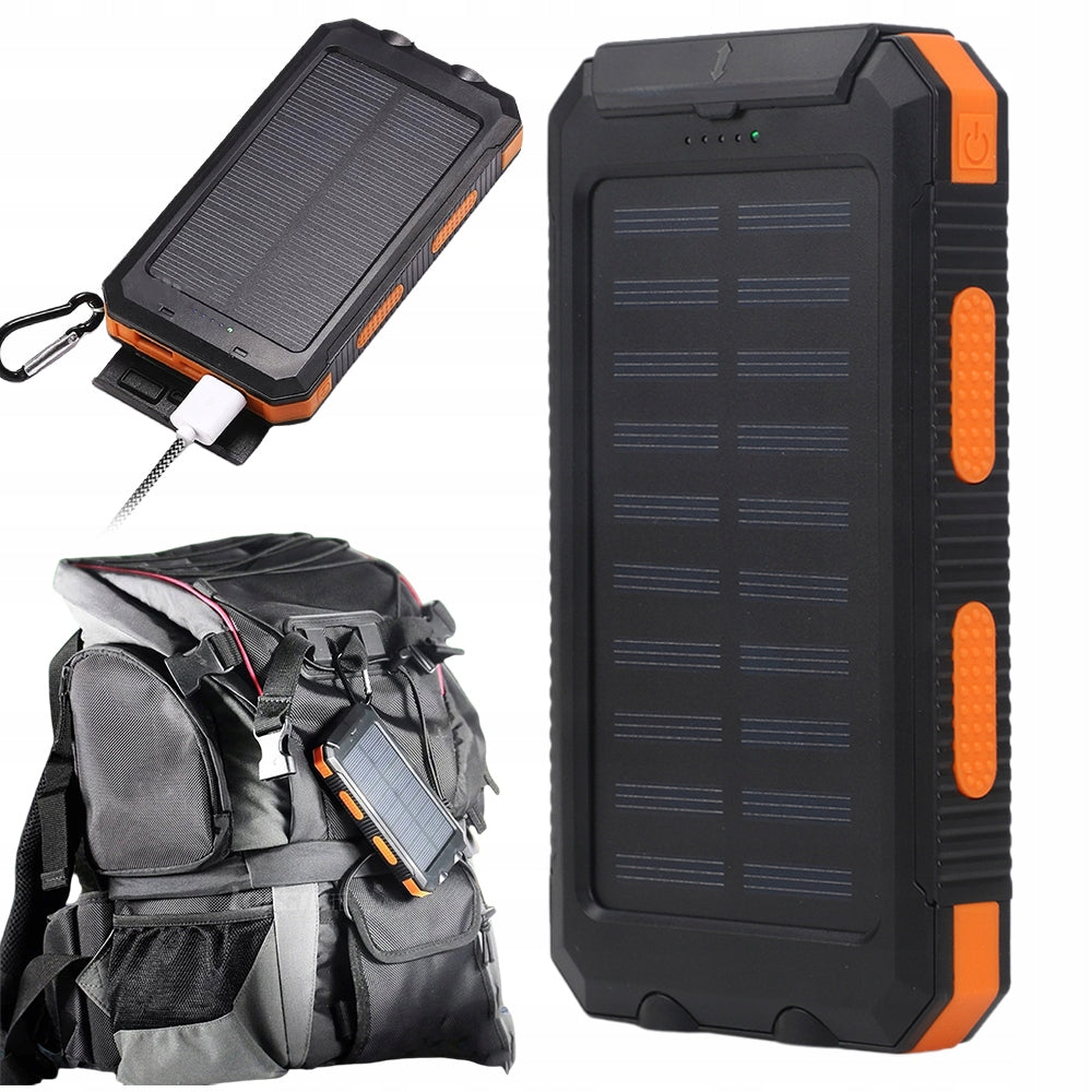 Powerbank 30000mAh Solar Trekking Waterproof Flashlight 2in1 Travel
