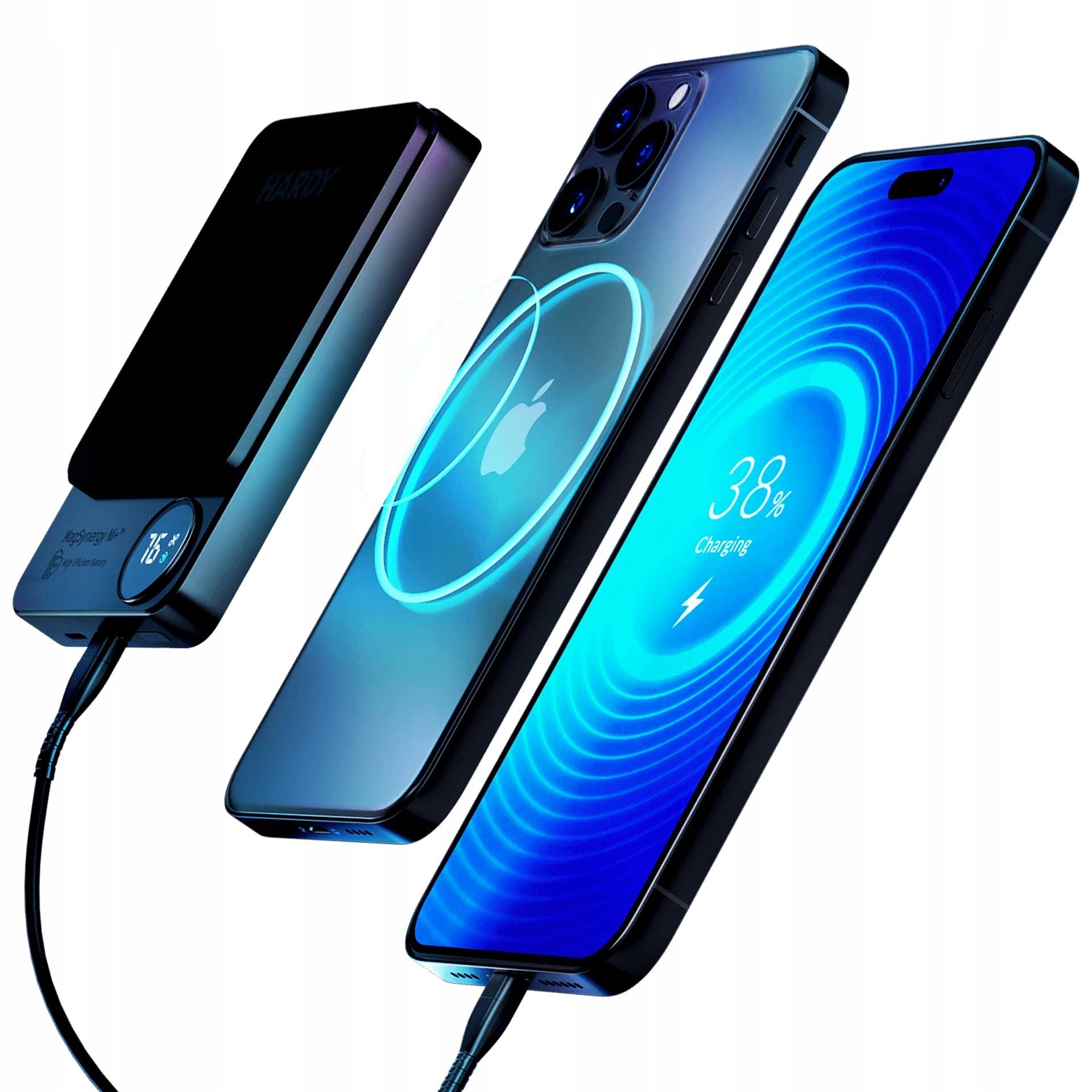 Powerbank 5000 mAh with MagSafe QI USB-C Lightning - 3mk HARDY MagSynergy Ni+ Batteries included yes