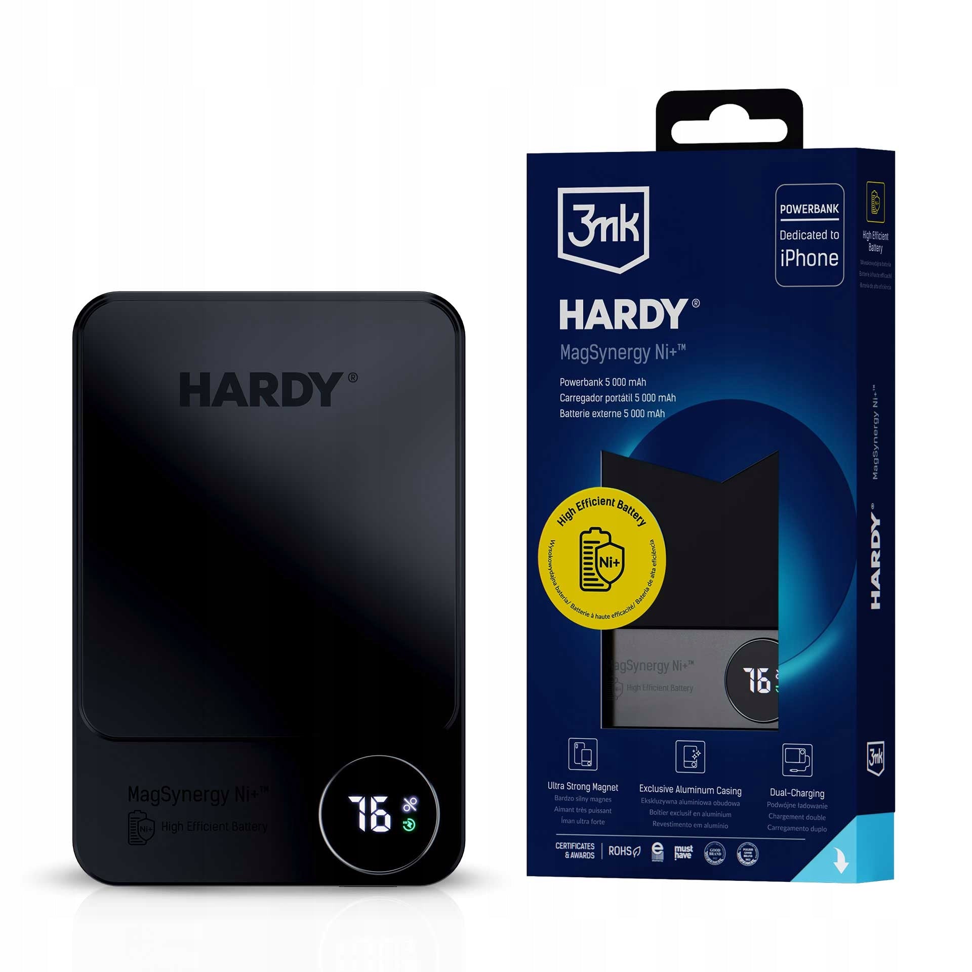Powerbank 5000 mAh with MagSafe QI USB-C Lightning - 3mk HARDY MagSynergy Ni+