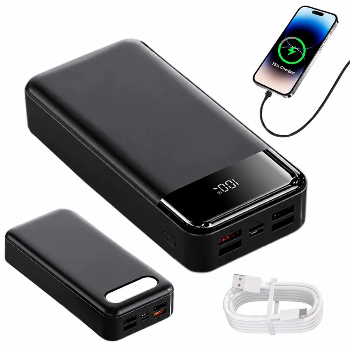 Powerbank 50000 mAh, 22,5 W, USB-C, fast charging, display, flashlight Battery capacity 50000 mAh