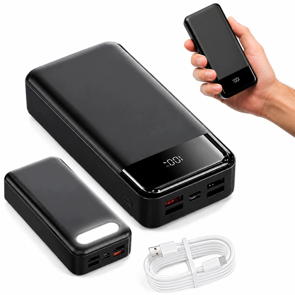 Powerbank 50000 mAh, 22,5 W, USB-C, fast charging, display, flashlight