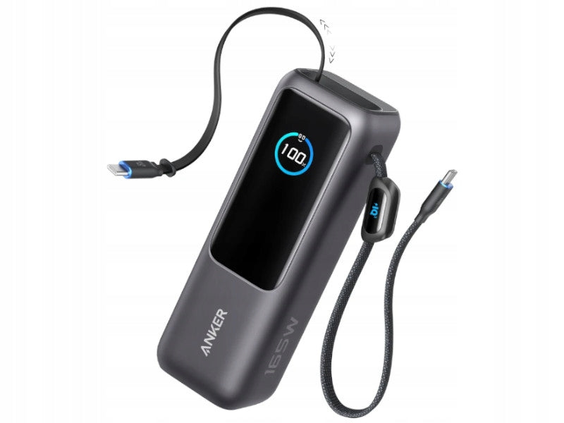 Powerbank Anker Zolo 25000mAh 165W PD with two USB-C cables Black and grey