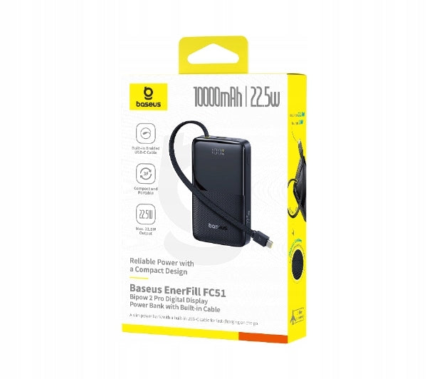 Powerbank Baseus EnerFill FC51 10000 Bipow2 Pro 22,5W Black + USB-C Cable Packaging status original