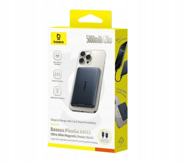 Powerbank Baseus PicoGo AM41 Ultra-Slim Magnetic 5000mAh 20W Black Packaging status original