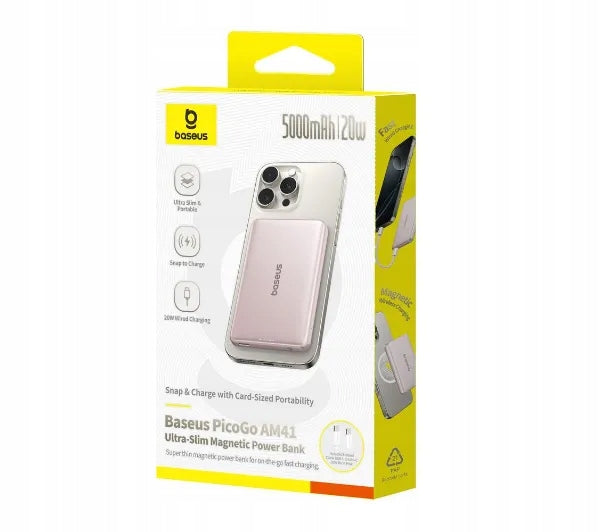 Powerbank Baseus PicoGo AM41 Ultra-Slim Magnetic 5000mAh 20W Pink Battery capacity 5000 mAh