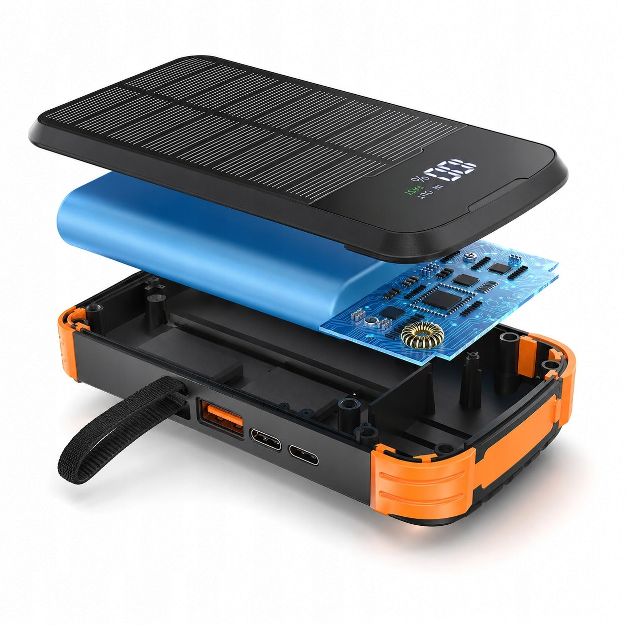Powerbank Solar 30000mAh 22,5W IP65 Cables Fast Charging SOUNIX Brand SOUNIX
