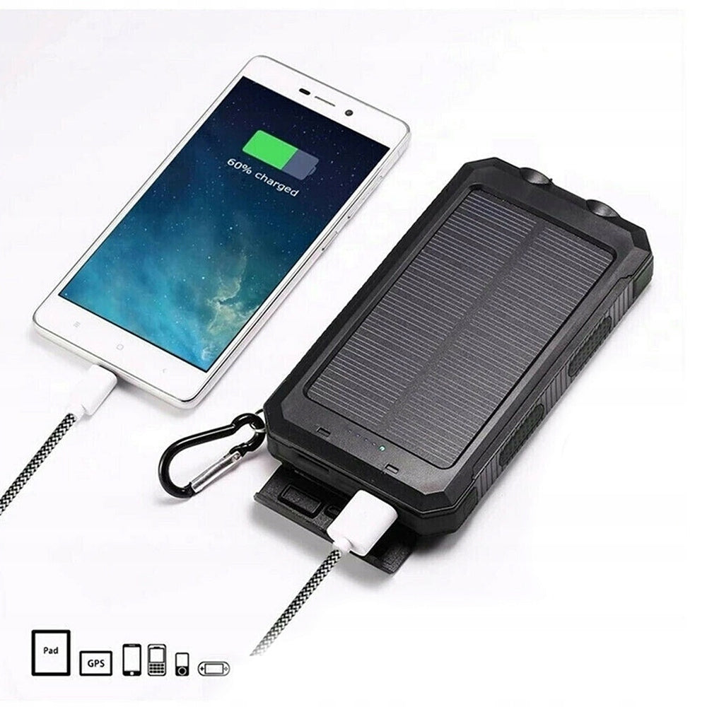 Powerbank Solar 30000mAh Micro USB A Solar Charger Waterproof LED Packaging status original