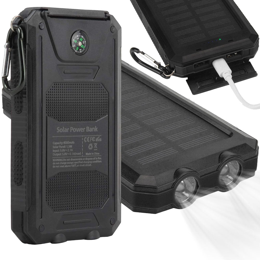 Powerbank Solar 30000mAh Micro USB A Solar Charger Waterproof LED