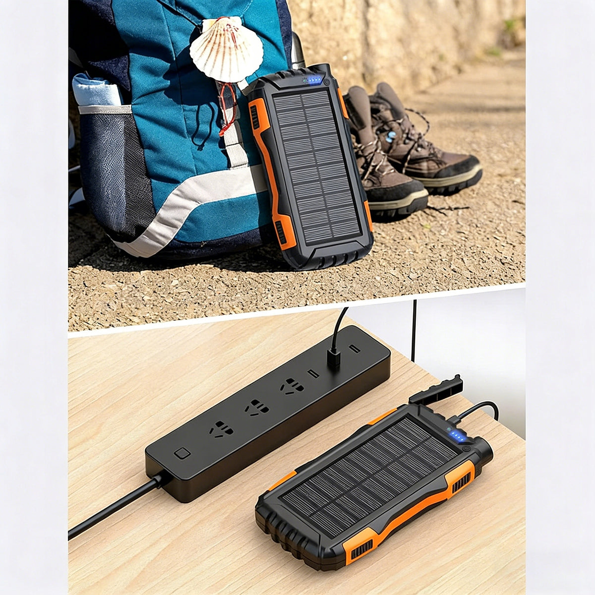 Powerbank Solar 30000mAh Waterproof 22,5W LED Flashlight Battery type lithium-ion