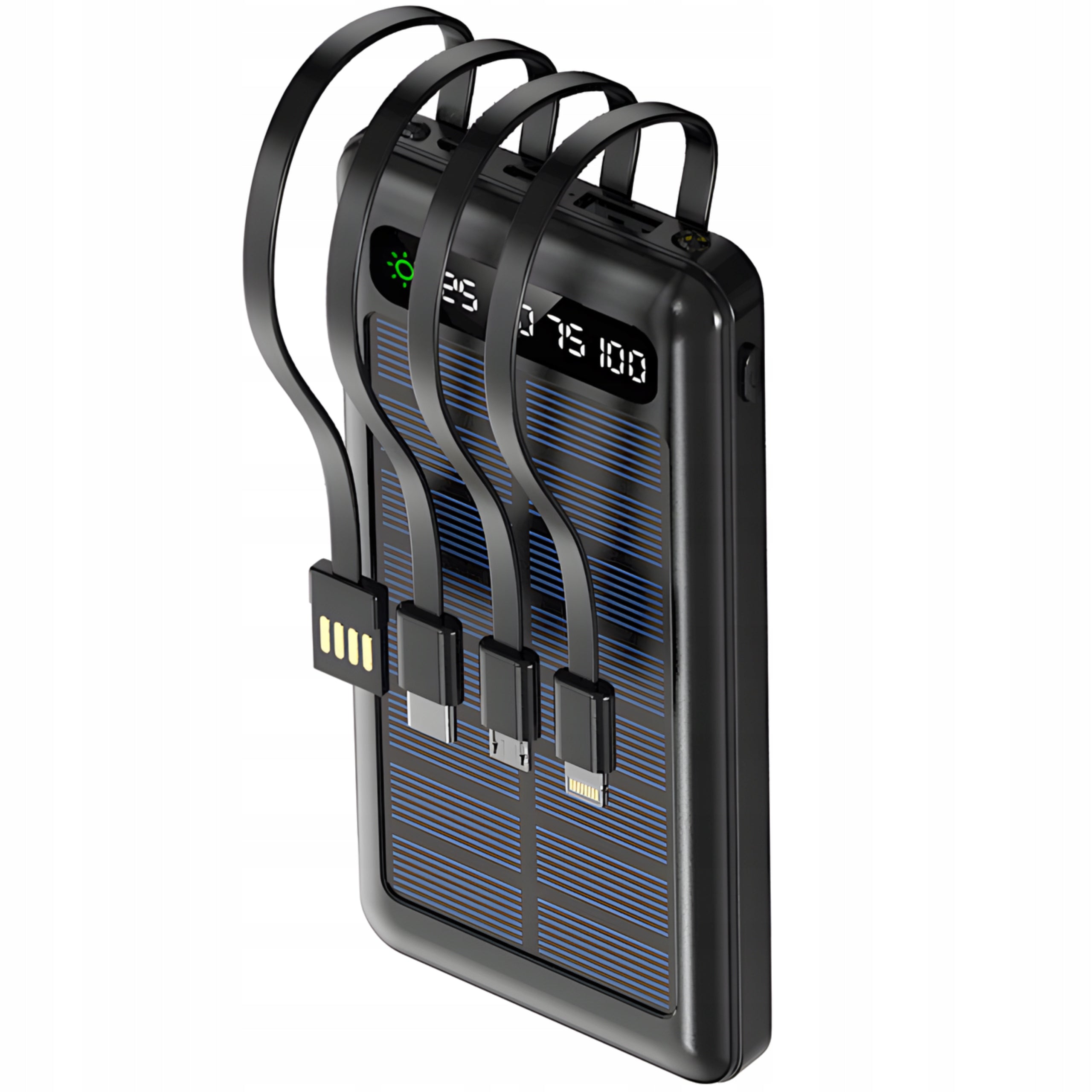 Powerbank Solar SLR-100 10000 mAh Black USB-C USB-A MicroUSB Lightning