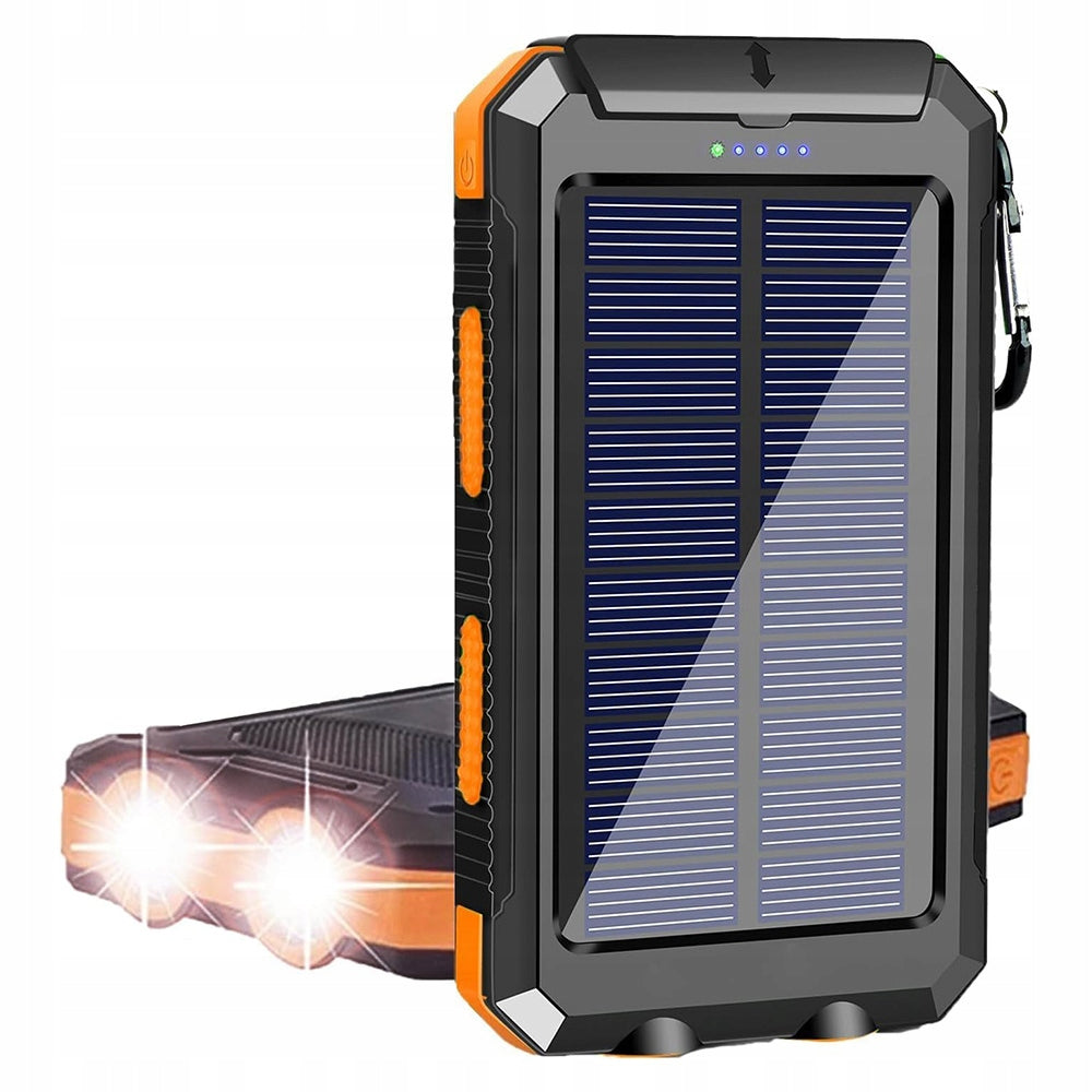 Powerbank Solar Waterproof Flashlight Charger 10000mah With Carabiner Packaging status original
